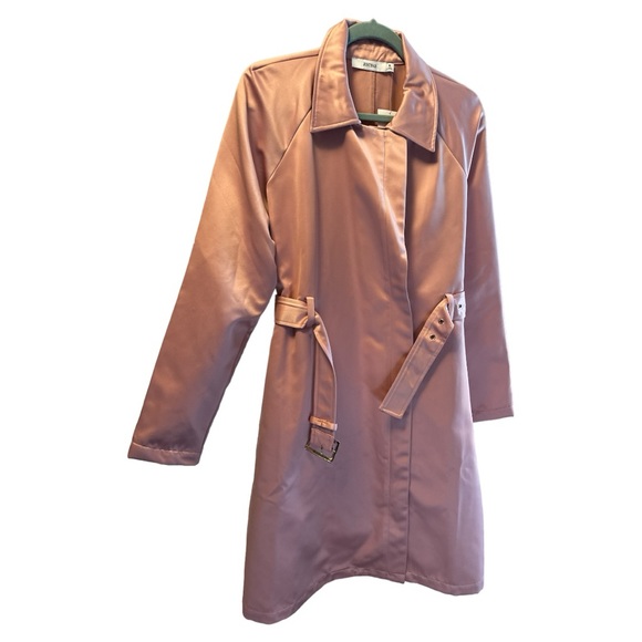 JustFab - Belted Satin 1/4 Length Trench Jacket - Picture 9 of 15